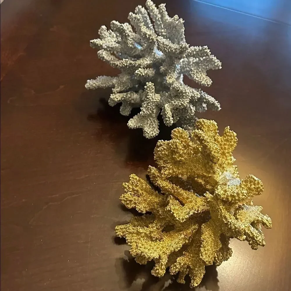 Pier 1 Ceramic Gold & Silver Coral Decorative Accents
